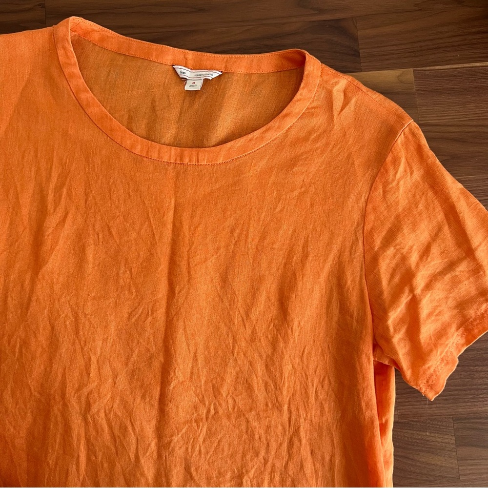 Gap 100% Linen Shirt in Bright Orange, size M - Picture 9 of 10